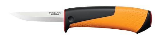 Fiskars Handwerkermesser inklusive Holster mit integriertem Messerschärfer, Gesamtlänge: 20,9 cm, Schwarz/Orange/Rot, 1023620