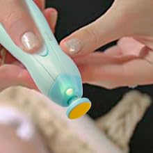 Image of Baby Nail Trimmer Electric, Safe Baby Nail File, Baby Nail Clippers with Light and 6 Grinding Pads for Newborn Infant Toddler or Adults Toes and Fingernails, Kids Nail Care, Polish and Trim (Blue)