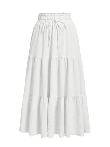 GORGLITTER Women's Flowy Maxi Skirts Boho Ruffle Tiered Long Skirt Y2k Going Out Outfits