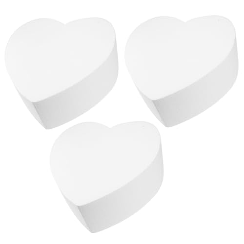 3pcs Foam Cake Model Wedding Cake Dummies Cake Practice Mold Practice Cake Dummies Heart Cake Birthday Decoration for Girl Bakery Cake Heart-shaped White Fake Model