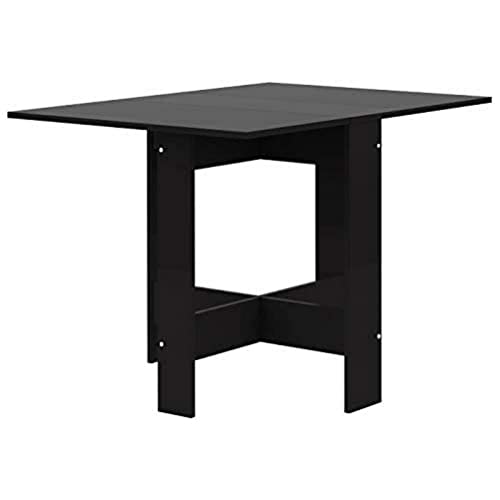 TEMAHOME Mesa Plegable Contemporánea con 2 Solapas Plegables, Tablero de Partículas de Melamina, Color Negro, 103 x 76 x 73.4 cm, 2050A7676x00