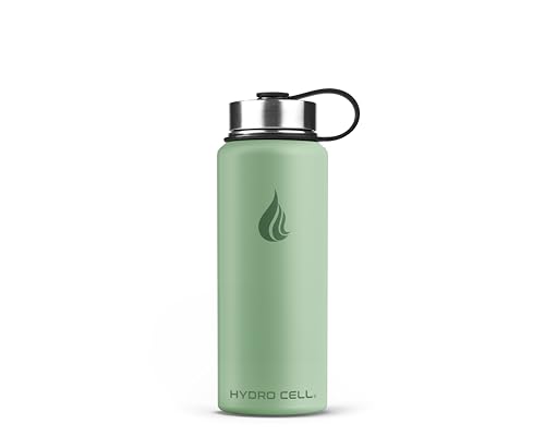 Image of HYDRO CELL Stainless Steel Insulated Water Bottle with Straw - For Cold & Hot Drinks - Metal Vacuum Flask with Screw Cap and Modern Leakproof Sport Thermos for Adults (Sage 18oz)