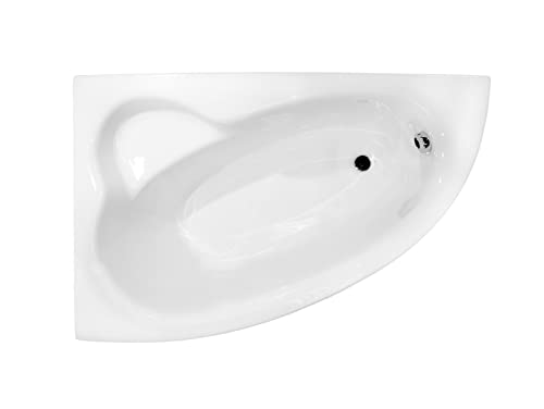 ECOLAM® Badewanne Eckbadewanne Acryl Natalia weiß 150x100 cm LINKS + Schürze + weiße Kopfstütze + 2 x Handgriff Ablaufgarnitur Ab- und Überlauf Automatik Füße Silikon Komplett-Set – Bild 7