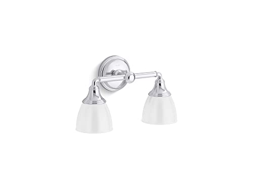 Image of Kohler Devonshire Bathroom Vanity Light Fixture, Wall Sconce Lighting, Position Facing Up or Down, UL Listed, 2 Light, Polished Chrome