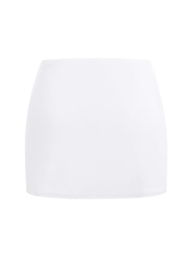 ZAFUL Womens Swim Skirt Twist Bathing Suit Skirt with Build-in Brief Mid Rise Swimsuit Bottom Skort White M2