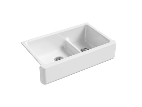 Kohler 6427-0 Whitehaven® Smart Divide® 35-3/4" undermount double-bowl farmhouse kitchen sink, White