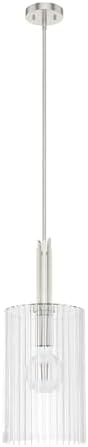 Hunter - Gatz 1-light Brushed Nickel, Small Pendant Light, Dimmable, Modern Style, Cylinder Shaped, for Bedrooms, Kitchens, Dining, Living Rooms - 19790