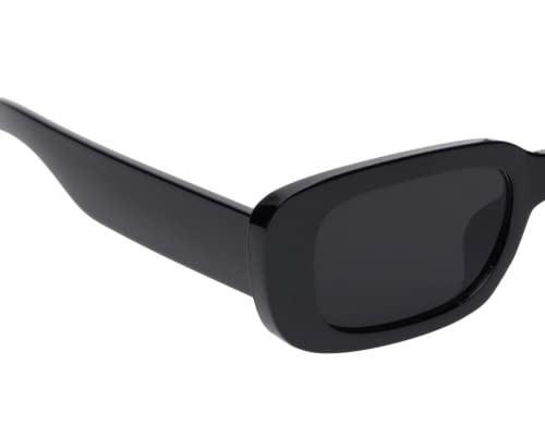 Image of Retro Rectangle Sunglasses for Women & Men | UV400 Protection | Trendy Thick Frame Fashion Eyewear | Lightweight Casual Shades | Black & White Combo Pack