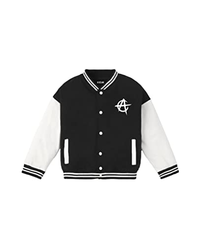 Image of Kabuki Boys Printed Black Varsity Jacket with Button