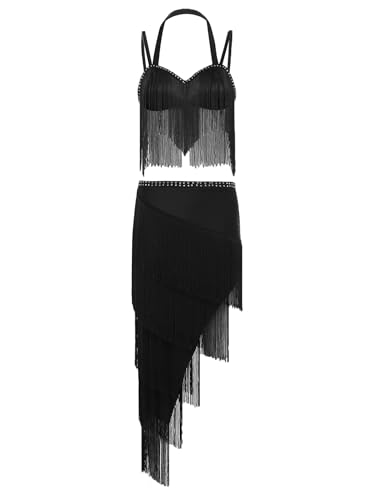 Robe danse latine fluide à franges asymétriques pour sublimer le chacha - 3