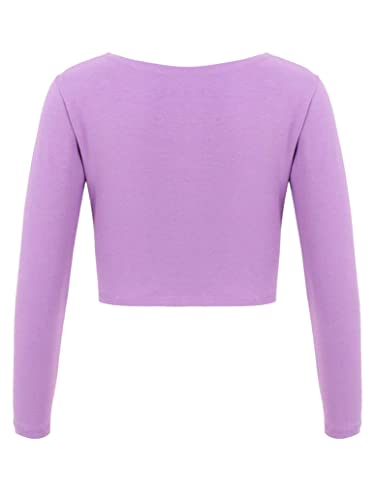 Girls Long Sleeve Ballet Leotard Cardigan Shrug Front Knot Wrap Top Dance Dress Cover Up2