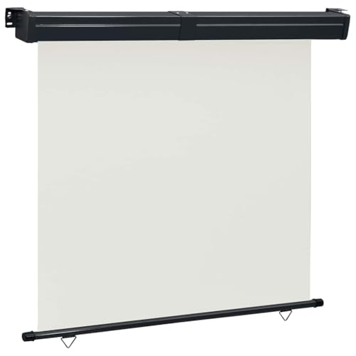 Mokuyary Seitenmarkise für Balkon, 165 x 250 cm, cremefarben, Seitenmarkise, einziehbar, schützt vor Sonne oder Wind, für Garten, Balkon, Terrasse