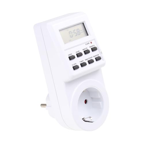 KOCKSHION Medidor de Energía con Temporizador Digital y Batería de Respaldo, Enchufe Programable para Uso Interior con Pantalla Pequeña y Fácil Lectura