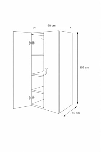Image of VIKI Kids Wardrobe Almirah - 2 Door Kids Storage Cabinet for Bedroom, White (40x60x102 cm) | 1 Year Warranty