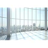 Laeacco Window View Photography Backdrops High Building Office Worker 7x5ft Vinyl Studio Backdrop Sunshine Window Photography Backdrop Lattice Empty Room City Landscape Aerial View
