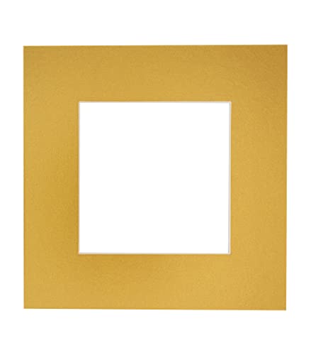 CountryArtHouse 16x16 Picture Frame Mats | Metallic Gold Acid Free with White Core Bevel Cut for 12x12 Pictures - Fits 16x16 Frame - One Mat