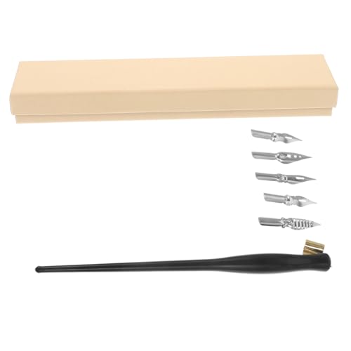 LOLIPPYY 復古実木ディップペン 手作りカリグラフィーペン 傾斜型ペン先付き 書きやすい安定グリップ 手軽な書道 装飾用途対応