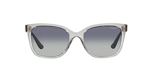 Catálogo de Lentes Vogue comprados en linea. 48 Vogue Eyewear - anteojos de sol para mujer, marco gris transparente, lentes de color azul oscuro, 54 mm, Gris transparente, Small