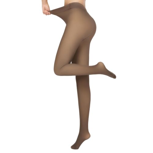 Image of Fleece Lined Tights Women Fake Sheer Thermal Winter Warm Pantyhose