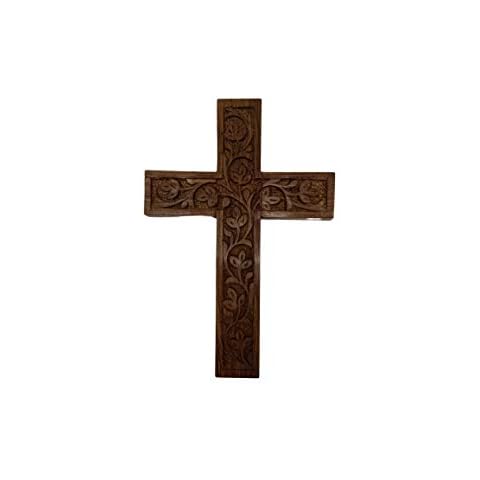 IBLAY Wall Mounted Wall Hanging Wooden Christ Cross Crucifix Catholic Rosewood Crucifix for Home, Church and Chapel Decoration (Style-1) (7.5 X 5) Cover