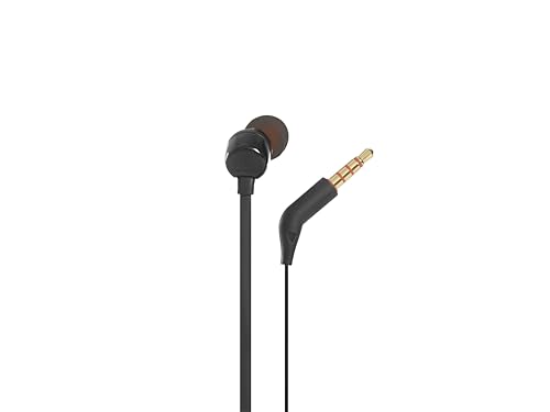 Image of JBL Tune 110 - Wired in-Ear Headphones with JBL Pure Bass Sound, 1-Button Remote, Microphone and Tangle-Free Flat Cable (Black)