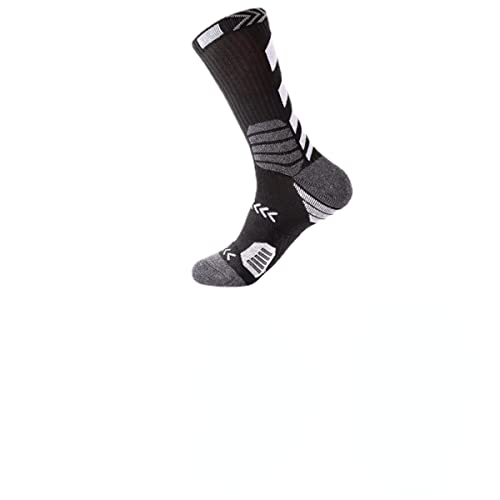 Men's Socks Trendy Contrast Color Long Tube Basketball Socks Towel Bottom Sweat-Absorbent Breathable Professional Sports Socks (Children's 32-37 average size,Black and White)
