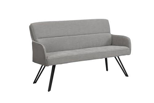 byLIVING Bank Tino/Webstoff und Mikrofaser Bezug und Gestell in schwarz/Aufgedoppelter Rücken/Küchenbank, Sitzbank, Esszimmerbank/B 140 x H 94 x T 67 cm (Hellgrau)