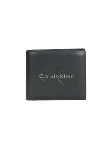 Image of Calvin Klein Logo black leather bi fold wallet