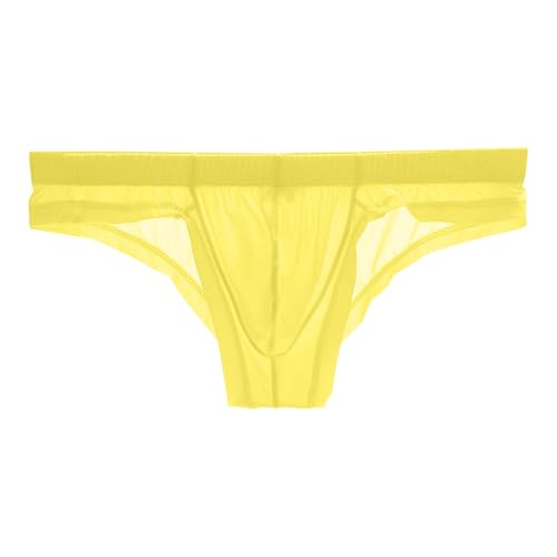 Men's Briefs Underpant Low-Rise Ice Silk Transparent Underwear Seamless and Breathable Soft Comfy U-Convex Shorts