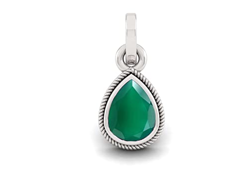 Image of LMDPRAJAPATIS 12.25 Ratti / 11.75 Carat Natural Emerald Panna Silver Plated Pendant Locket for Women,S (Astrological Purpose Pendant)