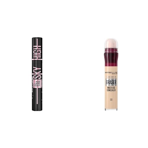 Maybelline New York Lash Sensational Sky High Cosmic Black Maskara + Maybelline New York Instant Anti Age Eraser Kapatıcı, 00 Ivory, 6.8 ml