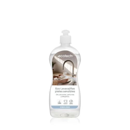 Ecotech Zero - Lavavajillas Ecológico Concentrado Pieles Sensibles, Libre de Perfumes y Colorantes, Apto para Pieles Sensibles, Hipoalergénico - 750 ml