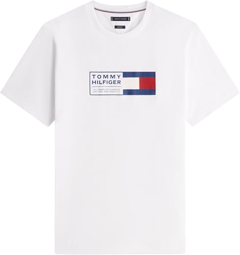 Tommy Hilfiger Herren T-Shirt Kurzarm Brand Love Text Box aus Baumwolle, Weiß (White), XXL – Ansicht 6