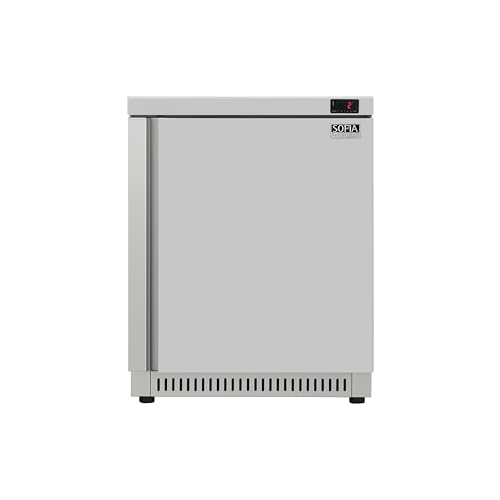 Sofia Refrigeration Commercial Refrigerator Under Counter Single Door Chiller, Stainless Steel, Small Refrigerator Low Noise, Energy Efficient 130 Litres Net Capacity