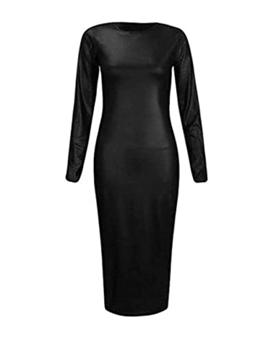 BODYWEAR LTD Robe sexy à manches longues en polyuréthane pour femme, Noir , M-L Cover