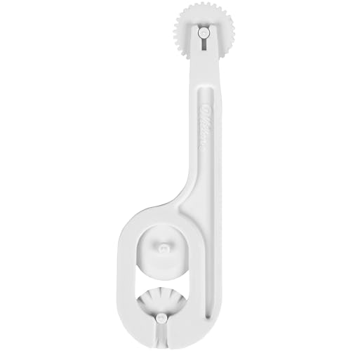 Junfamilee 1Pc White Fondant Cutter and Embosser, 3 Interchangeable Wheels, White, Food Grade Plastic, Kitchen Utensils and Gadgets, Kitchen and Dining