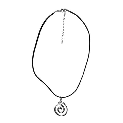 Spiral Y2K Silver Swirl Pendant Necklace for Men Women - Grunge Leather Rope Vintage Circle Pendant Accessories
