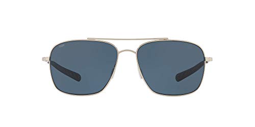 Costa Del Mar Men's Canaveral Polarized Round Sunglasses, Shiny Palladium/Grey Polarized-580P, 59 mm