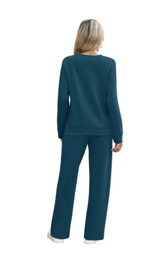 Image of WIHOLL Women's 2 Piece Sets Sweatshirt Casual Travel Outfits Lounge Wide Leg Tracksuit Cozy Sweatsuits Fashion 2026