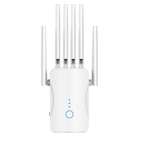 Repetidor WiFi Potente con 6 Antenas, Amplificador Señal WiFi Largo Alcance, Extensor WiFi Soporta 64 Dispositivos, Modos (Repetidor, Ap), Cobertura hasta 3200 pies²