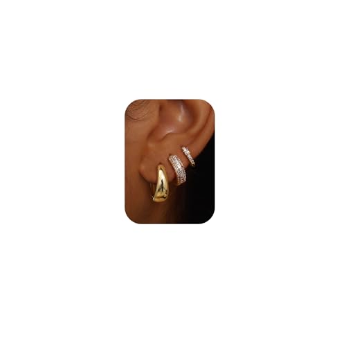 LOLIAS Small Chunky Hoop Earrings for Women,...