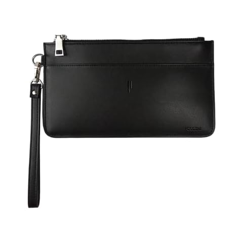 FOSCINI Bolso de mano para hombre y mujer, de piel, color negro | de Mano de Muñeca Negra | Nuevo modelo | Bolso Elegante Gran Capacidad | Elegante y Ligero Cover