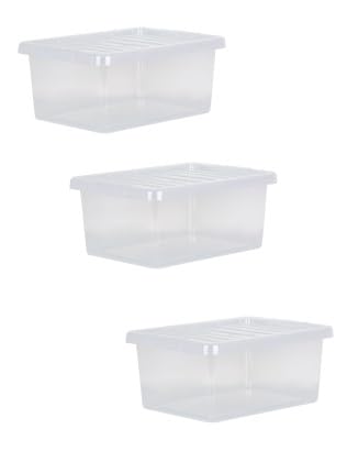Matangi Plus 17 litre Crystal Clear Plastic storage box with click on lid Stackable Organizing Box Transparent Container (3)