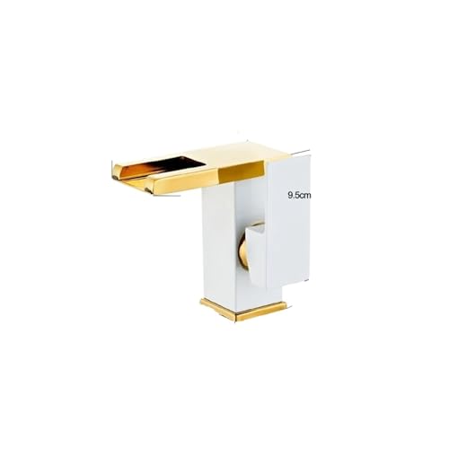 Vasque blanche et or avec mitigeur cascade LED à 3 couleurs - 2