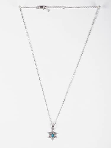 Image of Clara 925 Sterling Silver Blue Pendant Necklace with Chain | Platinum Plated |Minimal Daily Wear | Gift for Women & Girls