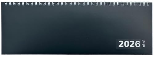 ADINA Großer Tischquerkalender Querterminplaner Tischkalender XXL 1 Woche = 2 Seiten (2026 schwarz)