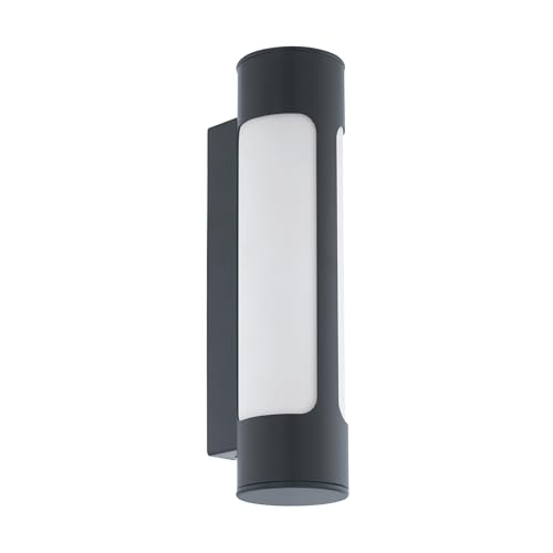 EGLO LED Außen-Wandlampe Tonego, 2 flammige Außenleuchte, Wandleuchte aus verzinktem Stahl, Kunststoff, Farbe: Anthrazit, weiß, IP44