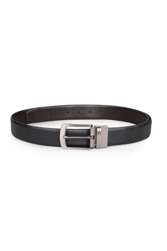Image of Louis Philippe Men's 100% Italian Leather Brush Nickel Buckle Formal Reversible Belt