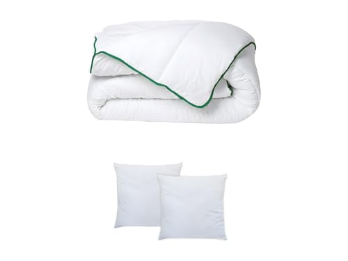 DREAMEA - Pack Edredón de entretiempo 220 x 240 + 2 almohadas 60 x 60 cm - Anti-ácaros naturales Greencare - AZYLIA II
