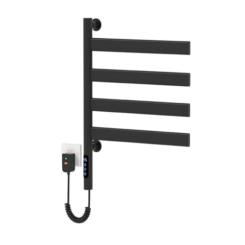 Calentadores de toallas, radiador de toallero de 80 W con pantalla LED, giratorio de 180° para baño, control de temperatura de 30 a 70 °C, temporizador de 1 a 9 horas, resistente al agua IPX4 (blanco
